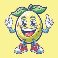 Graphic of a Smiling Lemon Mascot in a Cartoon Style vector