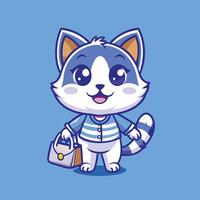 Adorable Shopping Cat Character Illustration in EPS 10 vector