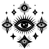 Enchanting Eyes of Mysticism A Set of Silhouette Symbols for Divination vector