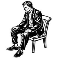 Sketch of a Man Seated Elegantly on a Chair vector