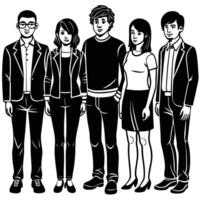 Illustration of Multiple Standing People Isolated on a White Background vector