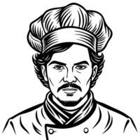 Minimalist Sketch of a Chefs Portrait on a Crisp White Background vector