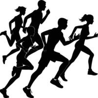 Set of Running People Silhouettes on a White Background vector