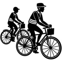 Silhouette of Couriers on Bicycles Delivering Packages Swiftly vector