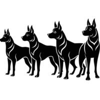 Silhouette of Dogs Standing in a Row Against a White Background vector