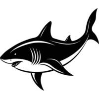 Underwater View of a Silhouette Shark Swimming on a White Background vector