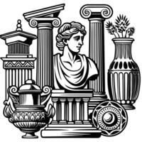 Antique Statues from Ancient Greece for Coloring and Artistic Expression vector
