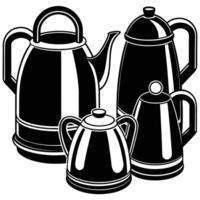 Flat Design Collection of Electric Kettles for Kitchenware Display vector