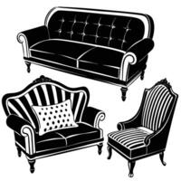 Modern Sofa Set Illustration with Multiple Color Options vector