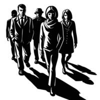 Silhouetted Figures Cast Shadows on White Background vector