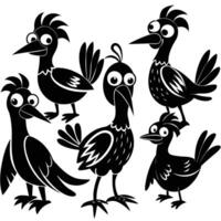 Collection of Vibrant and Quirky Cartoon Birds Isolated on White Background vector