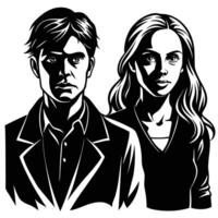 Silhouette of a Group of People Standing on White Background with Shadows vector