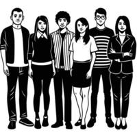 Diverse Group of People Standing Together on White Background in Flat Style Illustration vector