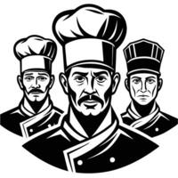 Collection of Distinct Chef Profile Silhouettes on a Pure White Background vector