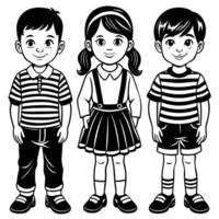 Diverse Group of Children Playing and Having Fun on a Plain White Background vector