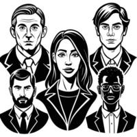 Outline Sketch of a Group of People on a White Background vector