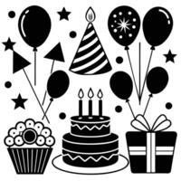 Comprehensive Set of Birthday Elements in Minimalist Style vector