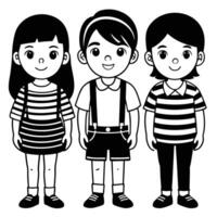 Diverse Group of Kids in Colorful Flat Style on White Background vector
