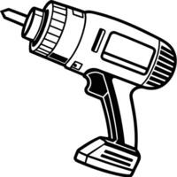 Continuous Line Art of an Electric Drill in a Single Stroke vector