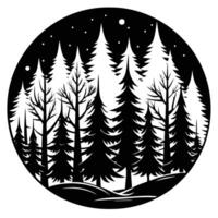 Intricate Silhouette Forest Canopy with Isolated ThreeDimensional Trees vector