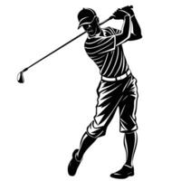 Silhouette of a Golf Swing on a Pristine White Background vector
