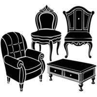 Silhouette Sketch of a Furniture Set on a White Background A Minimalist Masterpiece vector