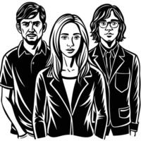 Set of HandDrawn People Silhouettes with Minimalist Outline Sketch on White Background vector