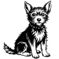 HandDrawn Dog Sketch Sitting Gracefully on White Background vector