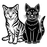 Continuous Line Drawing Depiction of Two Amiable Cats and Dogs vector