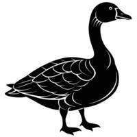 Graceful Silhouette of a Goose in Flight at Sunset vector