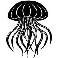 Mesmerizing Silhouette of a Jellyfish on a Pristine White Background vector