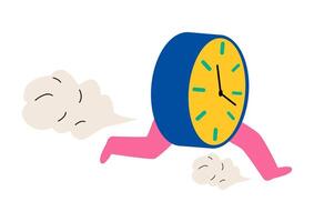Running alarm clock time is running out clock is running. Colorful illustration vector