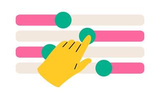 Hand customize settings. System adjust, control panel. Concept of custom settings. Colorful illustration vector