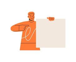 People presenting, Man hold empty banner mockups. Colorful illustration vector