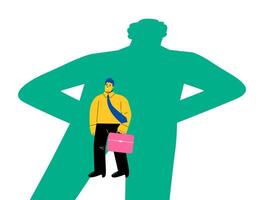 Under a shadow of a powerful leader. Flat illustration isolated on white background vector