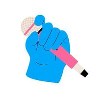 Hand holding microphones. Colorful illustration vector