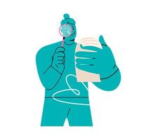 Woman looking at paper through magnifying glass. Document checking. Concept of searching. Colorful illustration vector