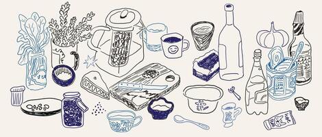 table composition in hand drawn style vector
