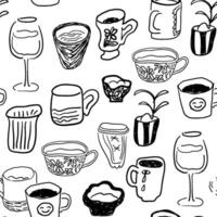 seamless pattern with cups in hand drawn style vector