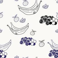 seamless pattern with fruits in hand drawn style vector