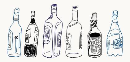 bottle set in hand drawn style vector