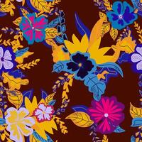 a colorful floral pattern on a brown background vector