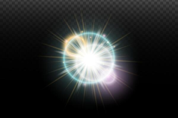 a glowing light with a starburst effect