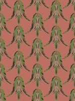 a pattern with green leaves on a pink background vector