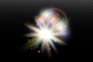 a glowing light with a starburst effect on background vector