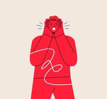 Man standing yelling shouting. Colorful illustration vector