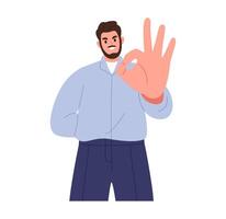 Man showing gesture ok. Flat illustration isolated on white background vector