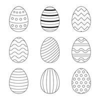 A set of outline illustrations of Easter eggs vector