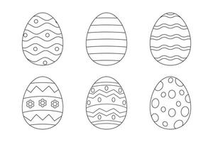 A set of outline illustrations of Easter eggs with unique patterns vector
