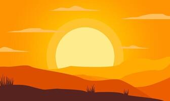 Minimalist Sunset Design with Gradient Sky and Mountain View vector